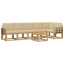 Udendørs sofagruppe med pude 7 pcs Hvid og Beige Polyester