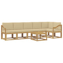Udendørs sofagruppe med pude 7 pcs Hvid og Beige Polyester