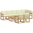 Udendørs sofagruppe 9 pcs Hvid og cremefarvet Polyester