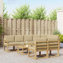 Udendørs sofagruppe med pude 9 pcs Hvid og Beige Polyester