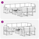 Udendørs sofagruppe 9 pcs Hvid og cremefarvet Polyester