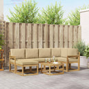 Udendørs sofagruppe 7 pcs Hvid og Beige Massivt Akacietræ