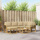 Udendørs sofagruppe 7 pcs Hvid og Beige Massivt Akacietræ
