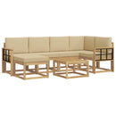 Udendørs sofagruppe 7 pcs Hvid og Beige Massivt Akacietræ