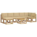 Udendørs sofagruppe med pude 8 pcs Hvid og Beige Polyester