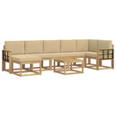 Udendørs sofagruppe med pude 8 pcs Hvid og Beige Polyester