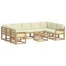 Udendørs sofagruppe 10 pcs Hvid og cremefarvet 59 x 59 x 37 cm