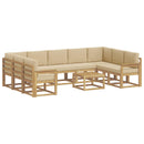 Udendørs sofagruppe 10 stk. Hvid og Beige Polyester