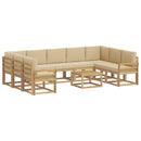 Udendørs sofagruppe 10 stk. Hvid og Beige Polyester