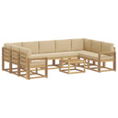 Udendørs sofagruppe 10 stk. Hvid og Beige Polyester