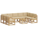 Udendørs sofagruppe 10 stk. Hvid og Beige Polyester