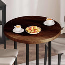 Bordplade Mørk Brun Ø 80 x 4 cm Massivt Eg Træ