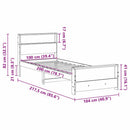 Sengestel med hylde Voks brun 100 x 200 cm Massivt fyrretræ
