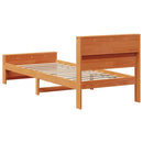 Sengestel med hylde Voks brun 90 x 200 cm Massivt fyrretræ
