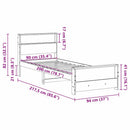 Sengestel med hylde Voks brun 90 x 200 cm Massivt fyrretræ