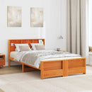Sengestel med hylde Voks brun 140 x 190 cm Massivt fyrretræ