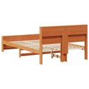 Sengestel med hylde Voks brun 135 x 190 cm Massivt fyrretræ