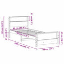 Sengestel med hylde Voks brun 90 x 190 cm Massivt fyrretræ