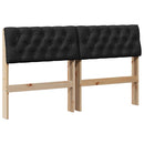 Polstret sengegavl Sort 135 cm Massiv fyrretræ