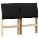 Polstret sengegavl Sort 135 cm Massiv fyrretræ