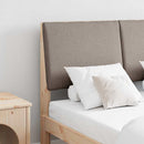 Polstret sengegavl Gråbrun 135 cm Massiv fyrretræ