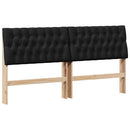 Polstret sengegavl Sort 180 cm Massiv fyrretræ