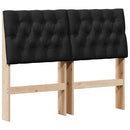 Polstret sengegavl Sort 120 cm Massiv fyrretræ