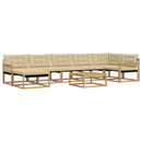 Udendørs sofagruppe 8 pcs Hvid og Beige Massivt Akacietræ