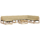 Udendørs sofagruppe 9 pcs Hvid og Beige Massivt Akacietræ