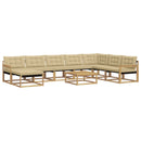 Udendørs sofagruppe 9 pcs Hvid og Beige Massivt Akacietræ