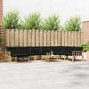 Udendørs sofagruppe 9 pcs Hvid og sort 79 x 79 x 37 cm