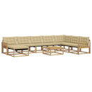 Udendørs sofagruppe 9 pcs Hvid og Beige Massivt Akacietræ