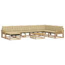 Udendørs sofagruppe 9 pcs Hvid og Beige Massivt Akacietræ