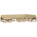 Udendørs sofagruppe 9 pcs Hvid og Beige Massivt Akacietræ