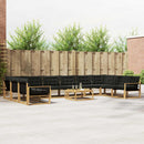 Udendørs sofagruppe med pude 11 pcs Hvid og sort