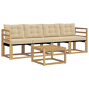 Udendørs sofagruppe med pude 5 pcs Hvid og Beige