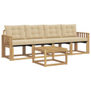 Udendørs sofagruppe med pude 5 pcs Hvid og Beige