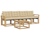 Udendørs sofagruppe med pude 5 pcs Hvid og Beige