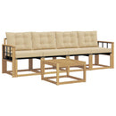 Udendørs sofagruppe med pude 5 pcs Hvid og Beige