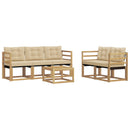 Udendørs sofagruppe med pude 6 pcs Hvid og Beige