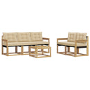 Udendørs sofagruppe med pude 6 pcs Hvid og Beige