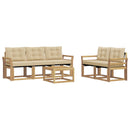 Udendørs sofagruppe med pude 6 pcs Hvid og Beige