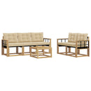 Udendørs sofagruppe med pude 6 pcs Hvid og Beige