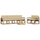 Udendørs sofagruppe med pude 7 pcs Hvid og Beige