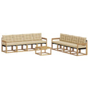 Udendørs sofagruppe med pude 9 pcs Hvid og Beige