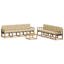 Udendørs sofagruppe med pude 9 pcs Hvid og Beige