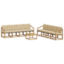 Udendørs sofagruppe med pude 9 pcs Hvid og Beige