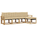 Udendørs sofagruppe med pude 5 pcs Hvid og Beige
