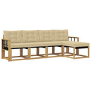 Udendørs sofagruppe med pude 5 pcs Hvid og Beige