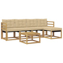 Udendørs sofagruppe med pude 6 pcs Hvid og Beige